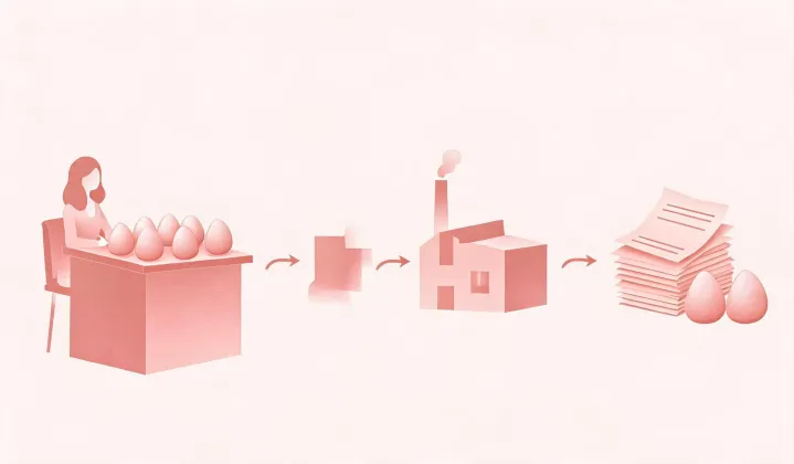 Illustration of a written beauty sponge sourcing route, not a street map